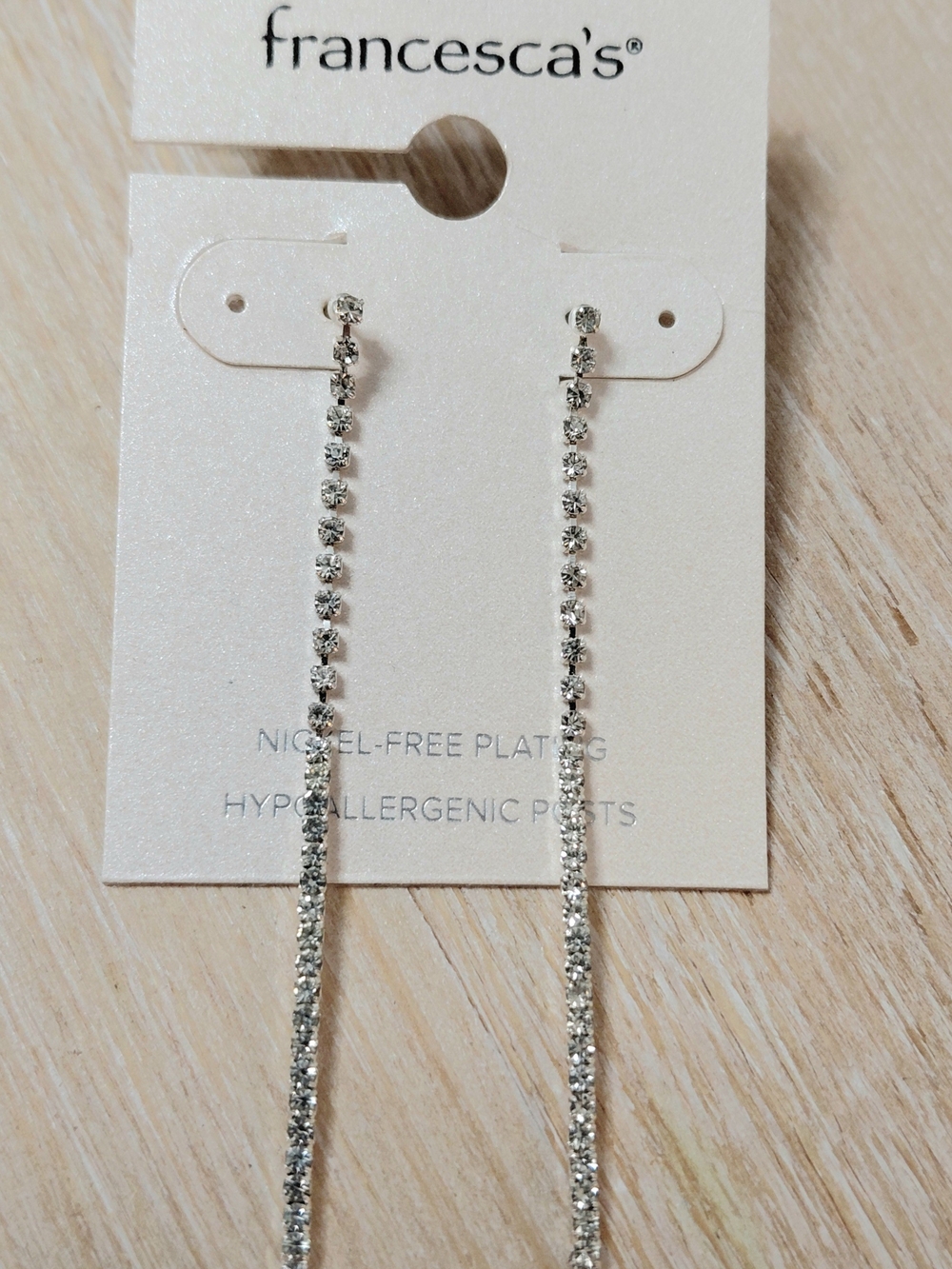 Francesca's Collections Silver Crystal Linear Drop Earrings